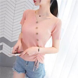 Elegant Peach Button-Up Women's Blouse
